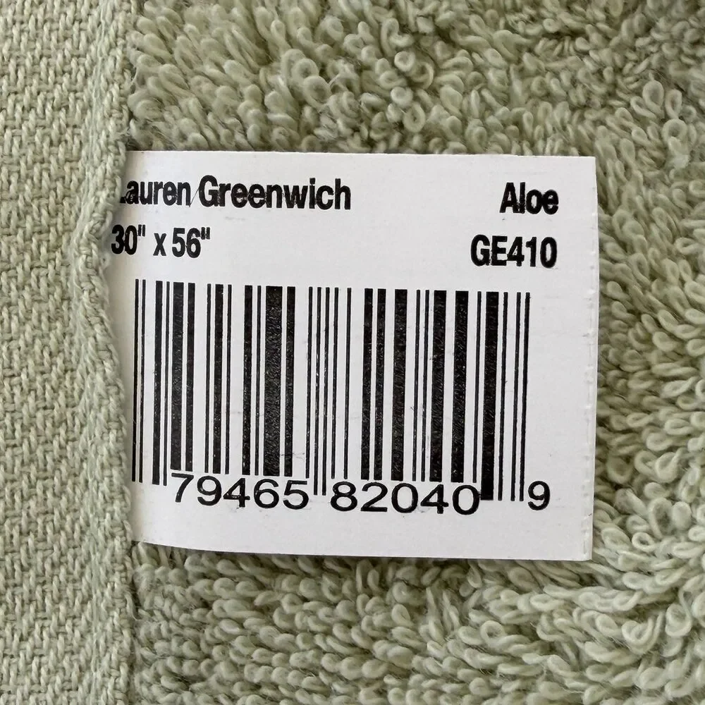 Lauren Ralph Lauren Greenwich Luxury Cotton Bath Towel Aloe Green 30”x56” New